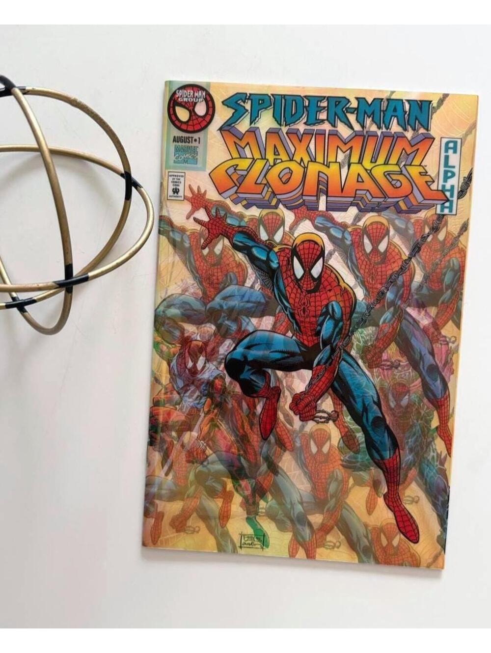 Spider-Man Maximum Clonage Alpha #1 (1995) Comic Book Scarlet Spider, Foil Cover